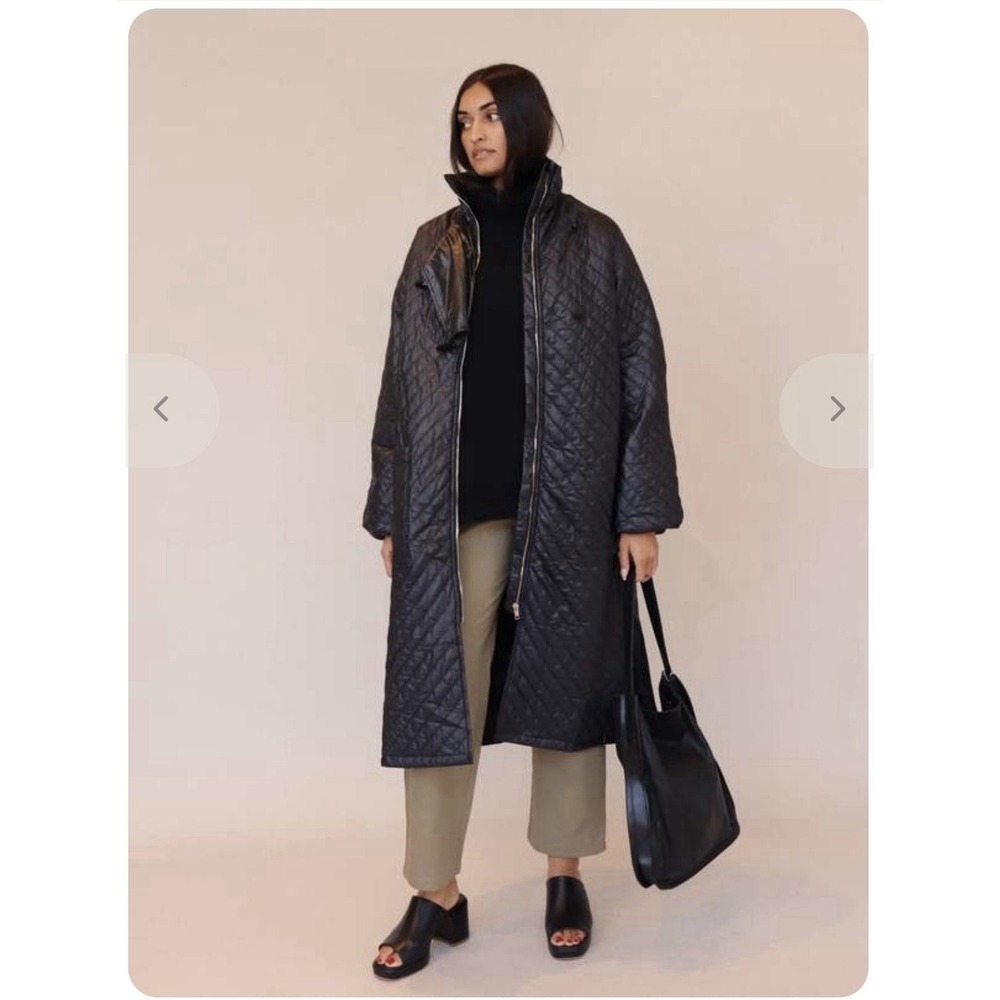 Moon River Black Quilted PaddedPuffer Jacket Oversized Full Zip NWT Women's SzM